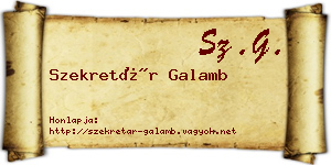 Szekretár Galamb névjegykártya